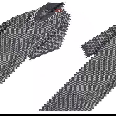 Polo tričko Gucci Gucci GG Jacquard Cotton Piquet Polo Shirt, Size Large Šedá | 815514-XJG5P-1165, 1