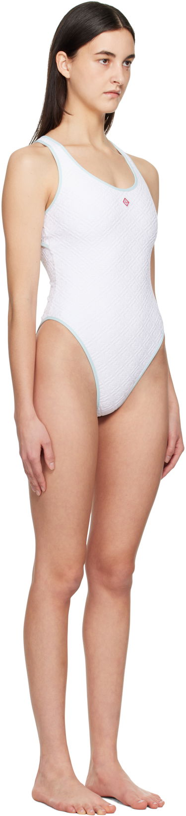 Plavky Casablanca Casablanca Jacquard Monogram One-Piece Swimsuit Biela | WPS25-SWM-039-01, 1
