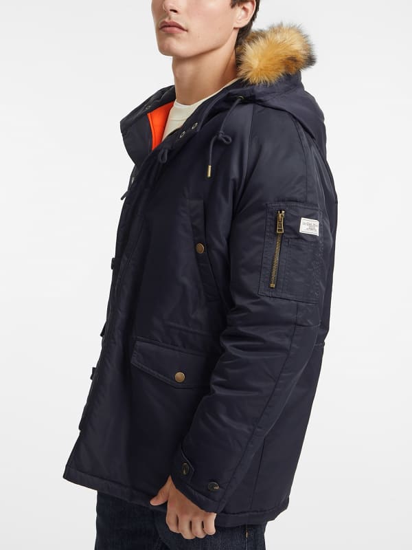 Parka GUESS Hooded Parka with Faux Fur Modrá | M4BL22WG932, 0