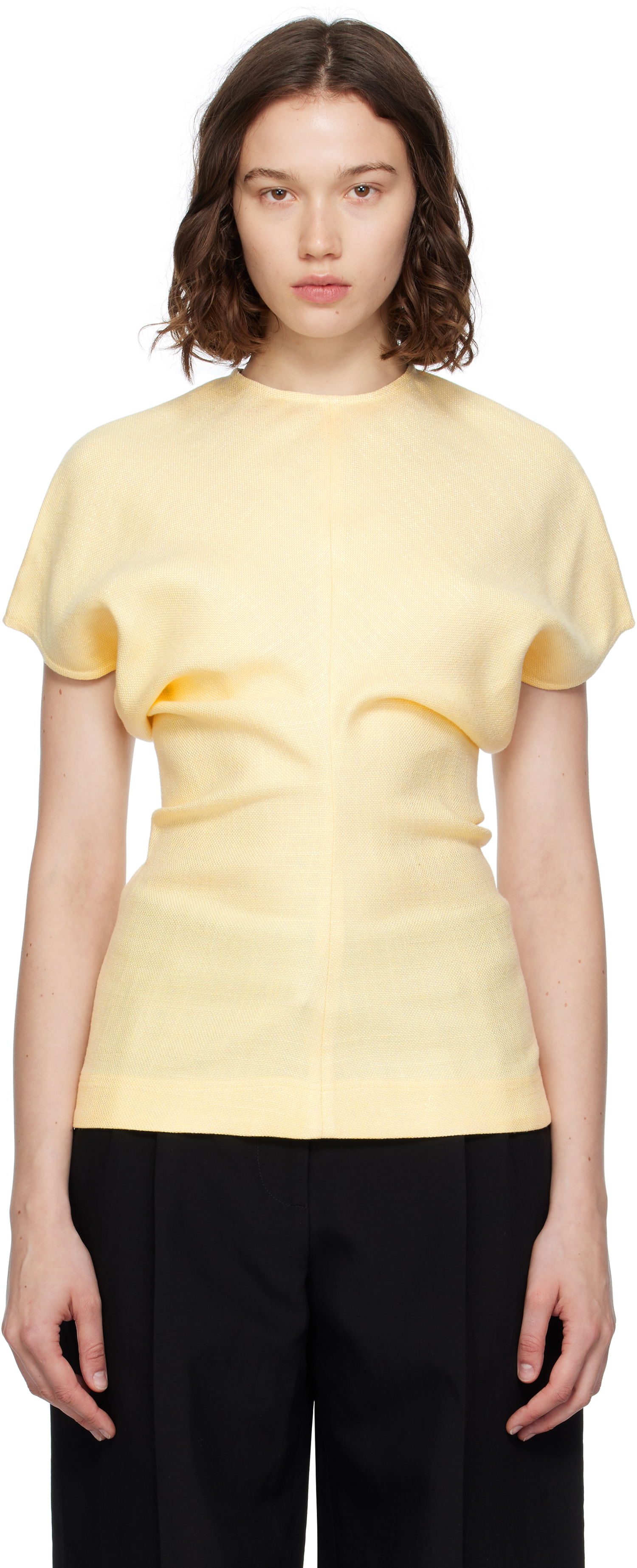 Tričká a tielka TOTEME TOTEME Slouch Waist Basketweave Top Žltá | 253-WRT0331-FB0461, 0
