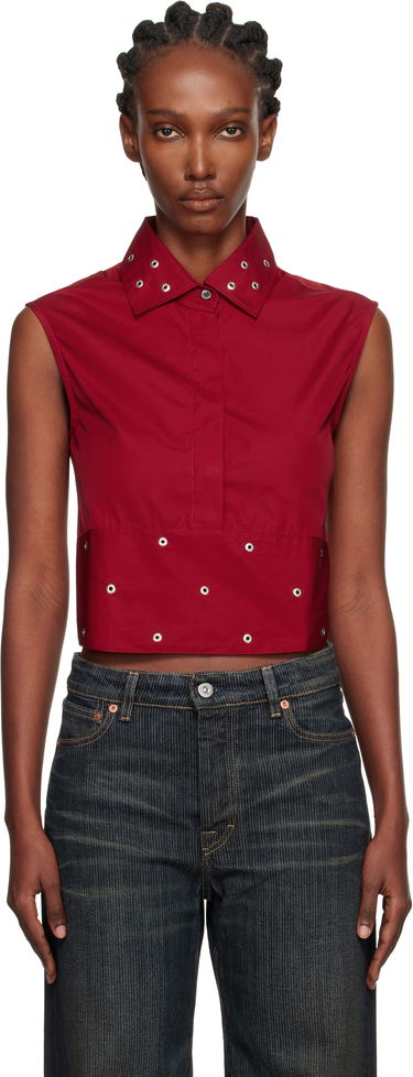 Crop Top OUR LEGACY Sleeveless Collared Eyelet Crop Girdle Top Červená | W4252GLR, 0