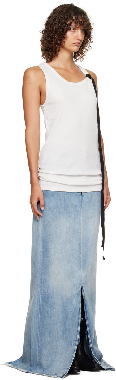 Tielko Ann Demeulemeester Ann Demeulemeester Seva Ribbed Tank Top Biela | 2520-W-JTO20-FA659-003, 1