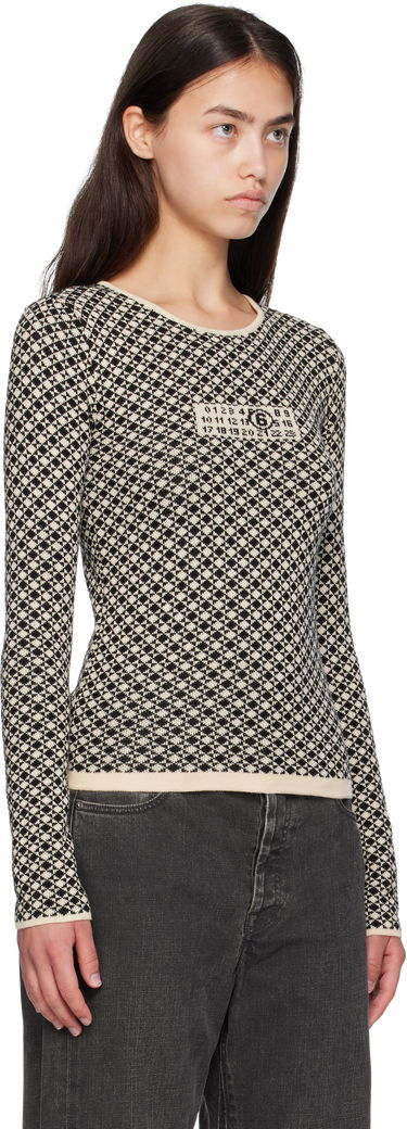 Sveter Maison Margiela MM6 Maison Margiela Allover Check Knit Sweater Béžová | S52HL0050 M13137, 1