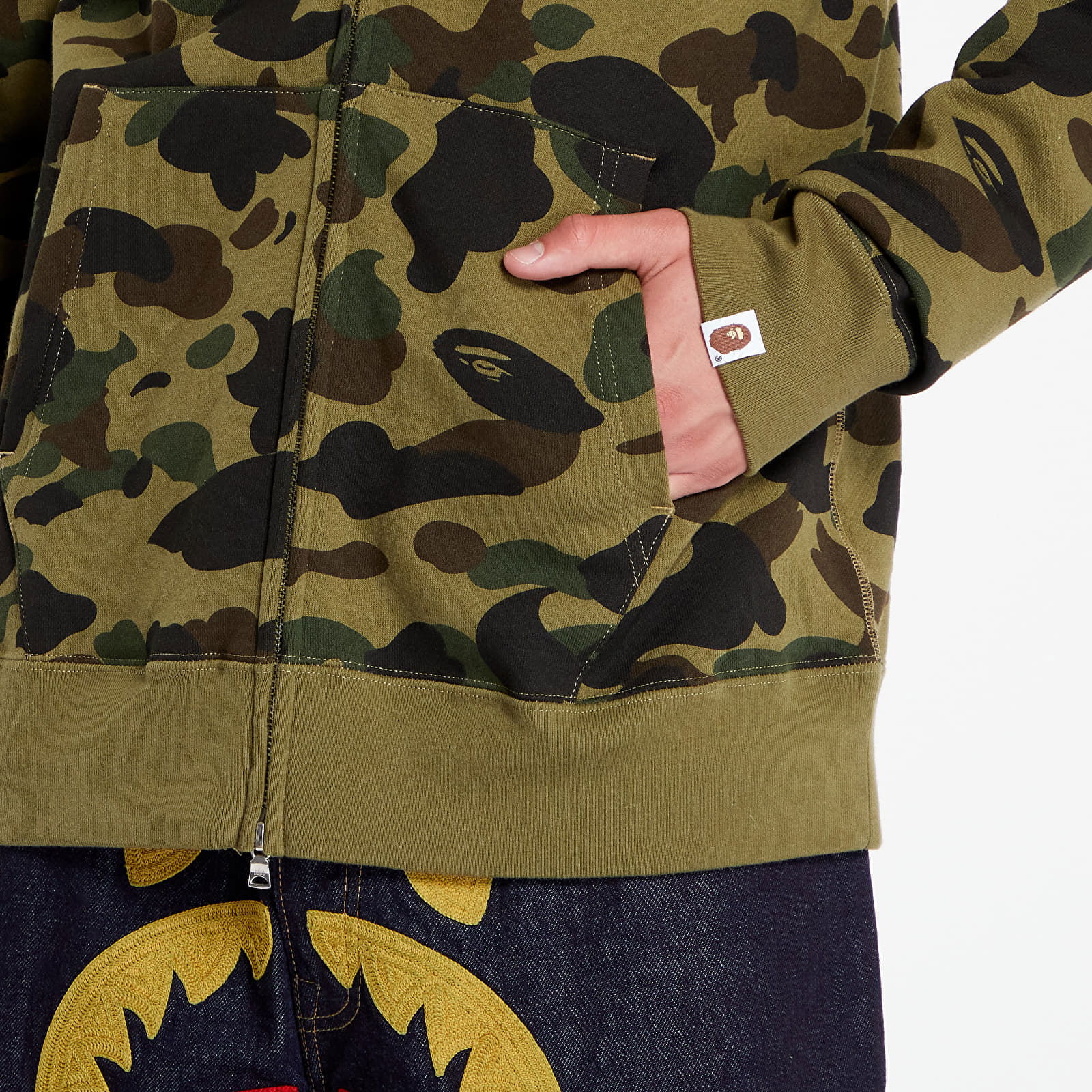 A BATHING APE 1St Camo 2Nd Shark Full Zip Hoodie Green