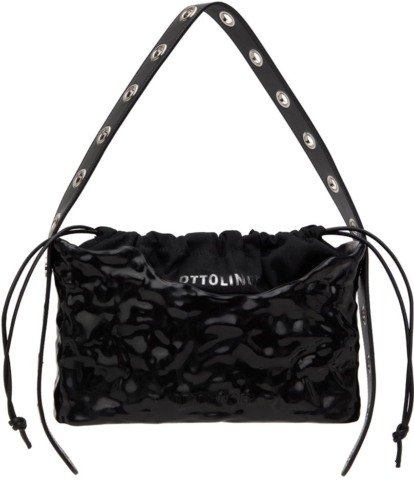 Kabelka Ottolinger Signature Crinkled Patent Baguette with Eyelet Strap Čierna | 2702108, 0