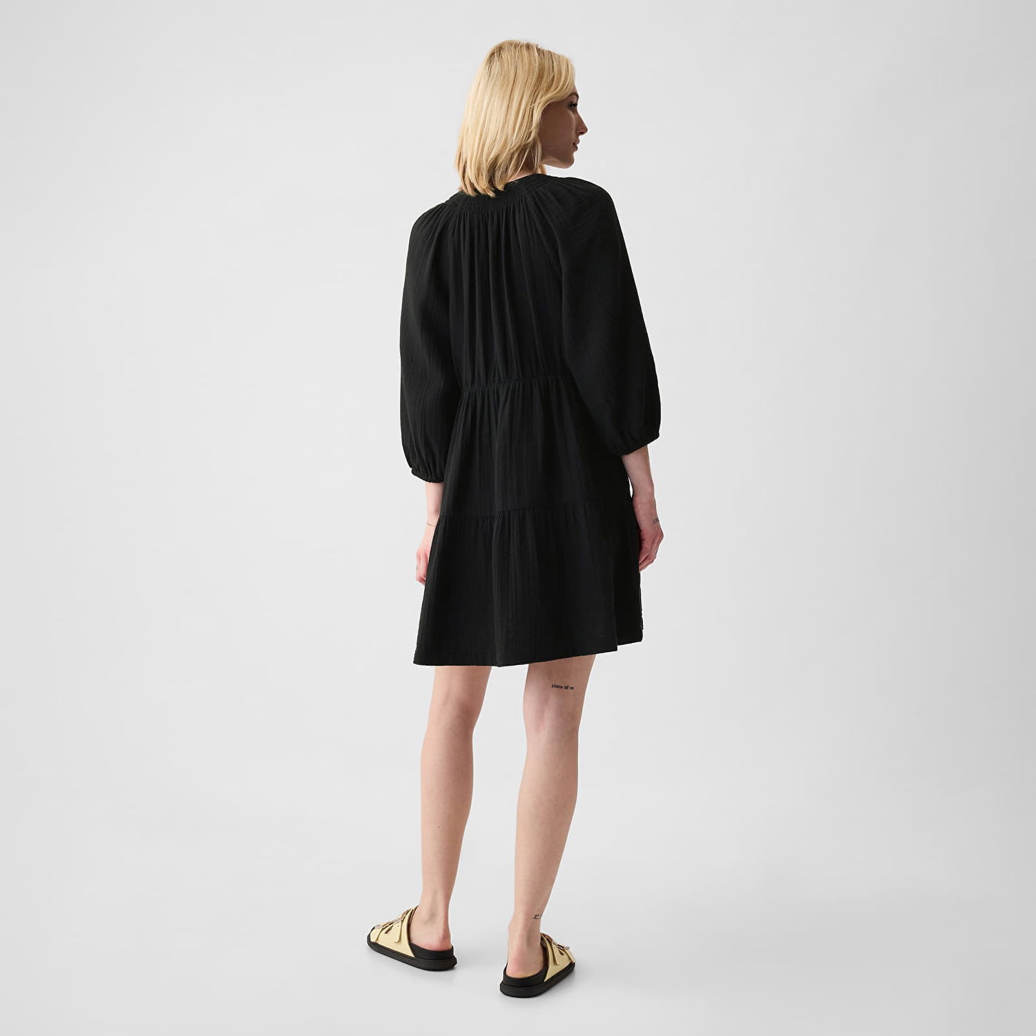 Šaty GAP Dresses Longsleeve Gauze Mini Dress Black Čierna | 429447-03, 1