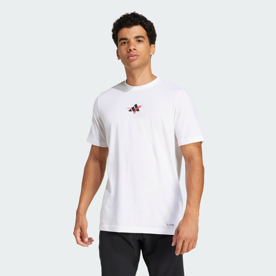 Tričko adidas Performance Tennis Happy 3 Balls Graphic Tee Biela | JD8252, 0