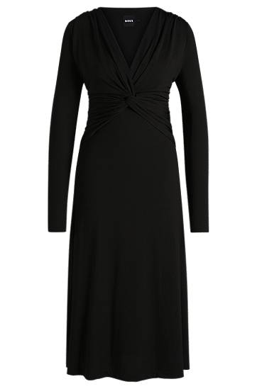 Šaty BOSS Twist-Front Stretch Crepe Dress Čierna | 50532019, 0