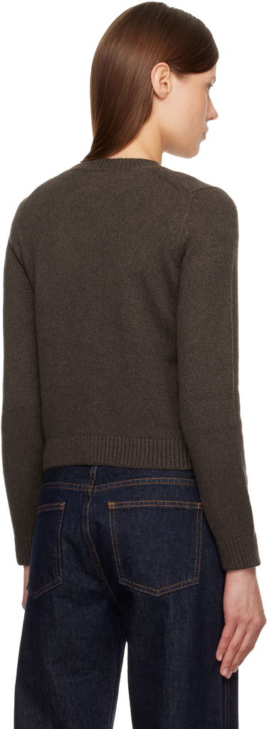 Sveter Khaite Leta rib knit crewneck sweater Hnedá | 9734650, 2