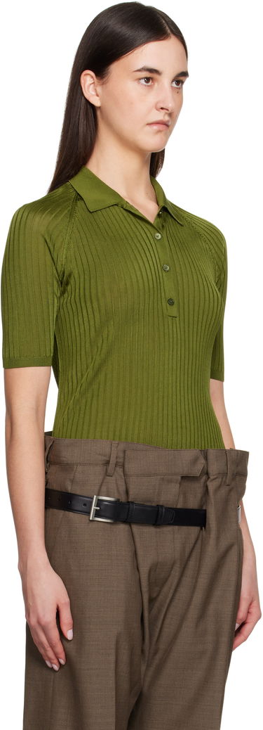 Polo tričko Acne Studios Acne Studios Silk Knit Polo Zelené | A60581-, 1