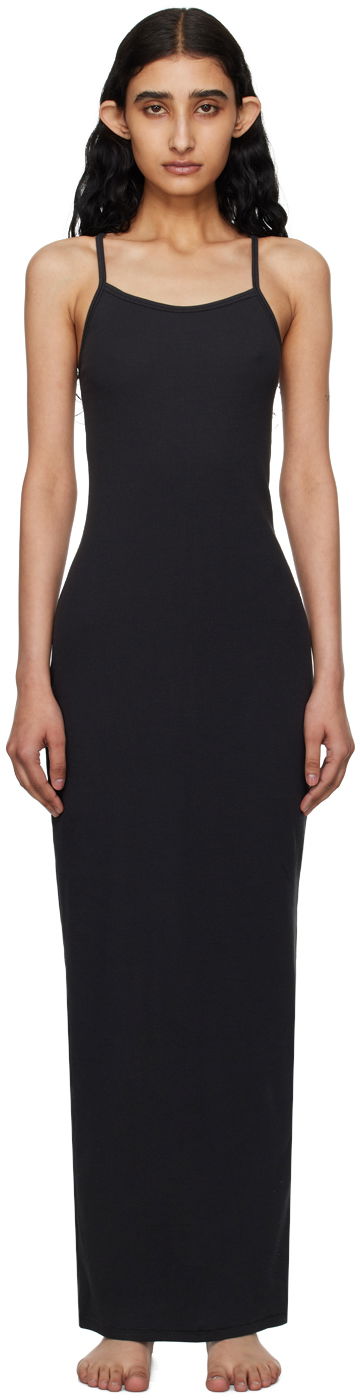 Šaty SKIMS SKIMS Cotton Rib Long Cami Maxi Dress Čierna | DR-MAX-5521W, 0