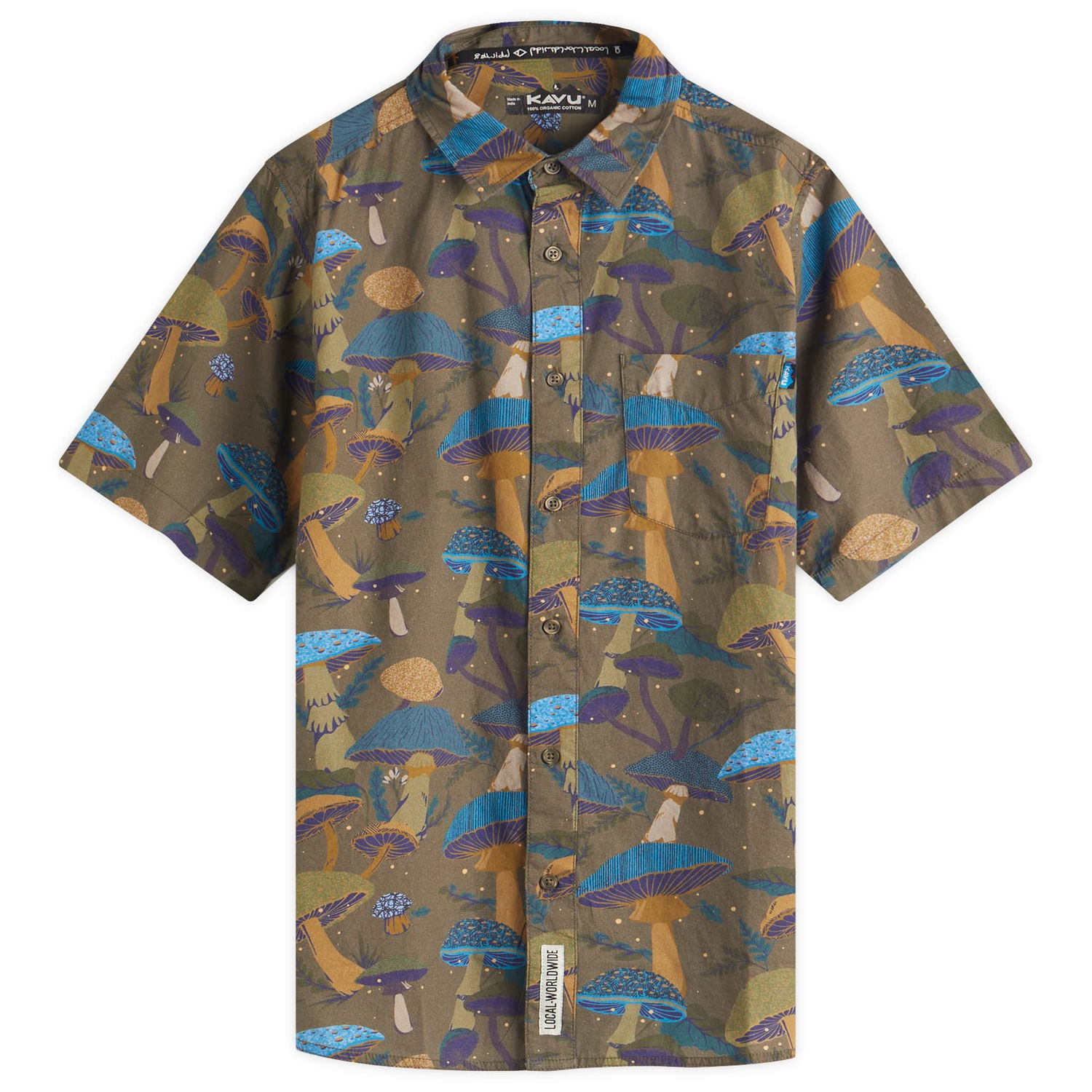 Košeľa KAVU Festaruski Stand Collar Short Sleeve Shirt Mushroom Kingdom Zelené | 5036-2576, 1