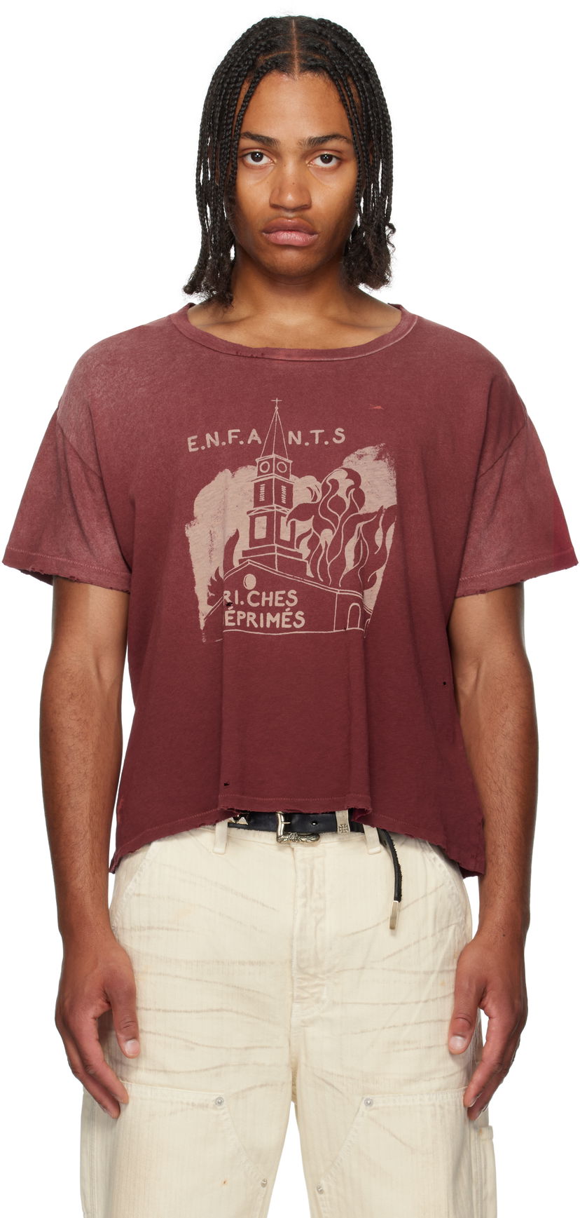 Tričko Enfants Riches Déprimés Enfants Riches Déprimés Burning Church Graphic T-Shirt Vínová | 010-820