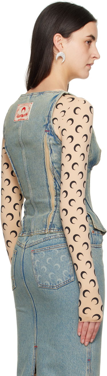 Sukňa Marine Serre Marine Serre Moon Laser Denim Corset Top Modrá | WTO408A CDEN0003, 2