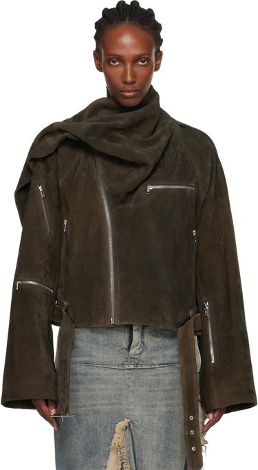 Bunda Rick Owens Concordians Cropped Scarf Flight Suede Jacket Hnedá | RO02E4793 LCSI, 0
