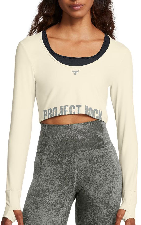 Crop Top Under Armour Workout Top Long Sleeve Biela | 1386443-273