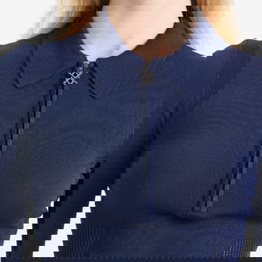 Sveter DAILY PAPER Daily Paper Women's Knit Zip Polo Navy | 2511087, 5