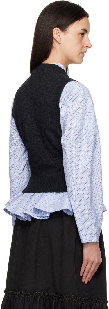 Vesta GANNI Rose Floral Knit 'Have a nice day!' Wool Vest Šedá | K2596, 2