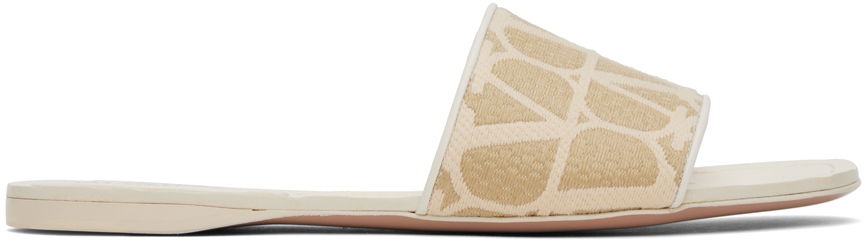 Tenisky a topánky Valentino Valentino Garavani Iconographe Toile Slides Béžová | 4W2S0GS4QSJ, 0