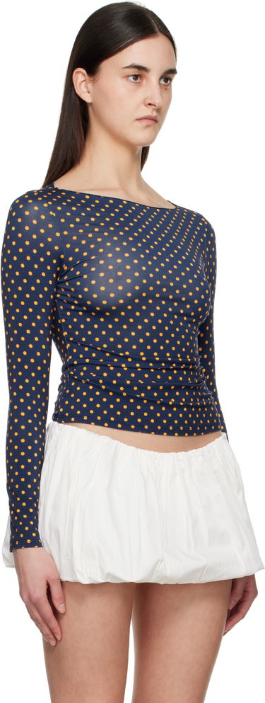 Tričko Miaou Miaou Amelia Polka Dot Long Sleeve T-Shirt Navy | 7183TJBPKD, 1