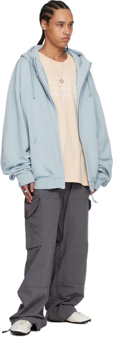 Mikina Maison Margiela Maison Margiela Embroidered Logo Zip-Up Hoodie Modrá | S50HG0047 M25017, 3