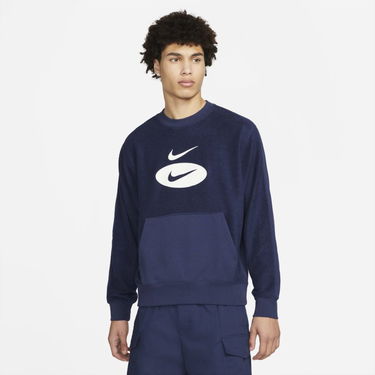 Mikina Nike Sportswear Swoosh League French Terry Crew Modrá | DM5464-410, 0