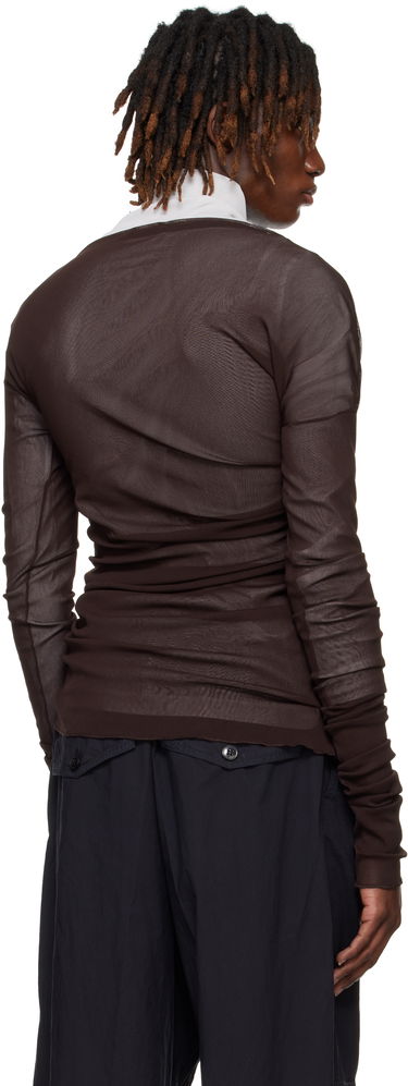 Sveter Dries Van Noten Dries Van Noten Sheer Draped T-shirt Hnedá | 251-021127-1513, 2