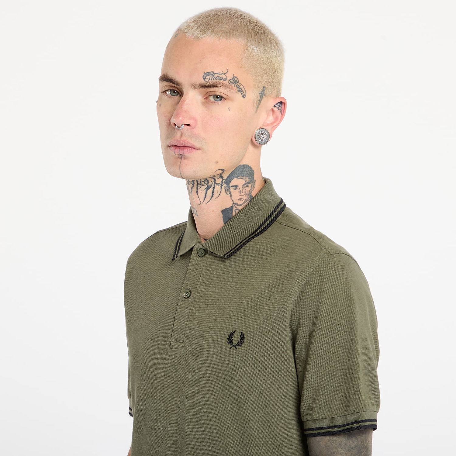 Polo tričko Fred Perry Twin Tipped Polo Shirt Zelené | M3600 Z50, 1