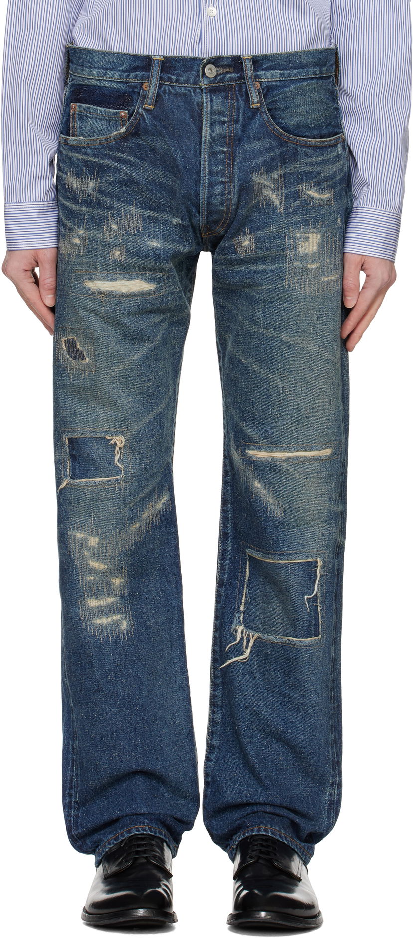 Džínsy Junya Watanabe Distressed Denim Jeans Modrá | WN-P912-100