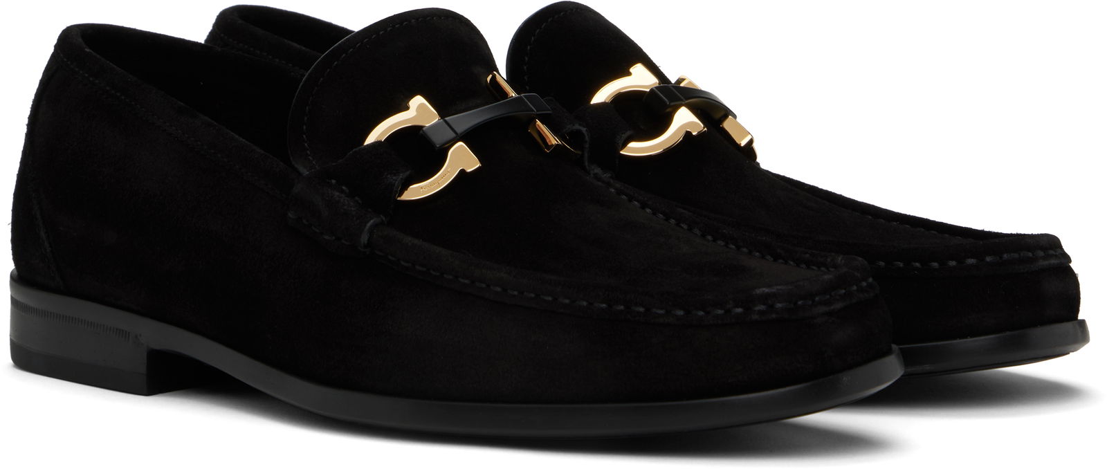 Salvatore Ferragamo Gancini Ornament Suede Loafers
