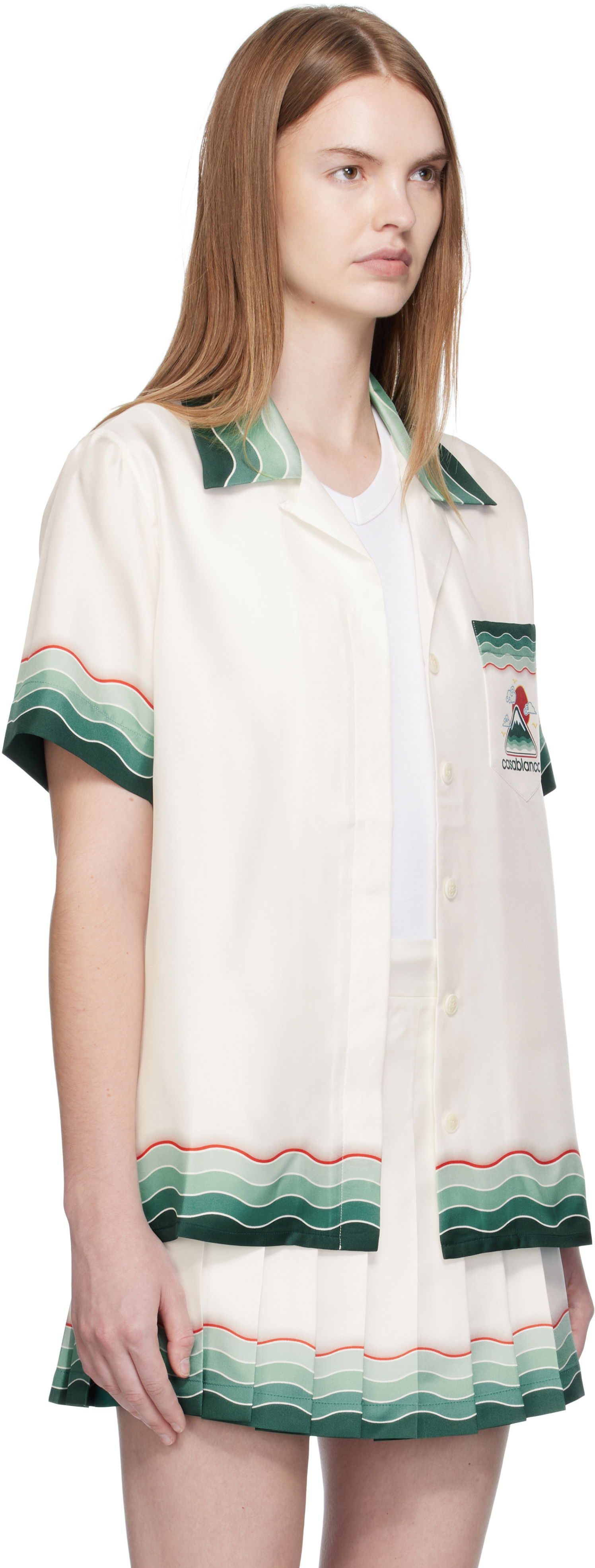 Košeľa Casablanca Casablanca Montagne Ondulee Silk Short Sleeve Shirt Biela | WPF25-SH-200-05, 1