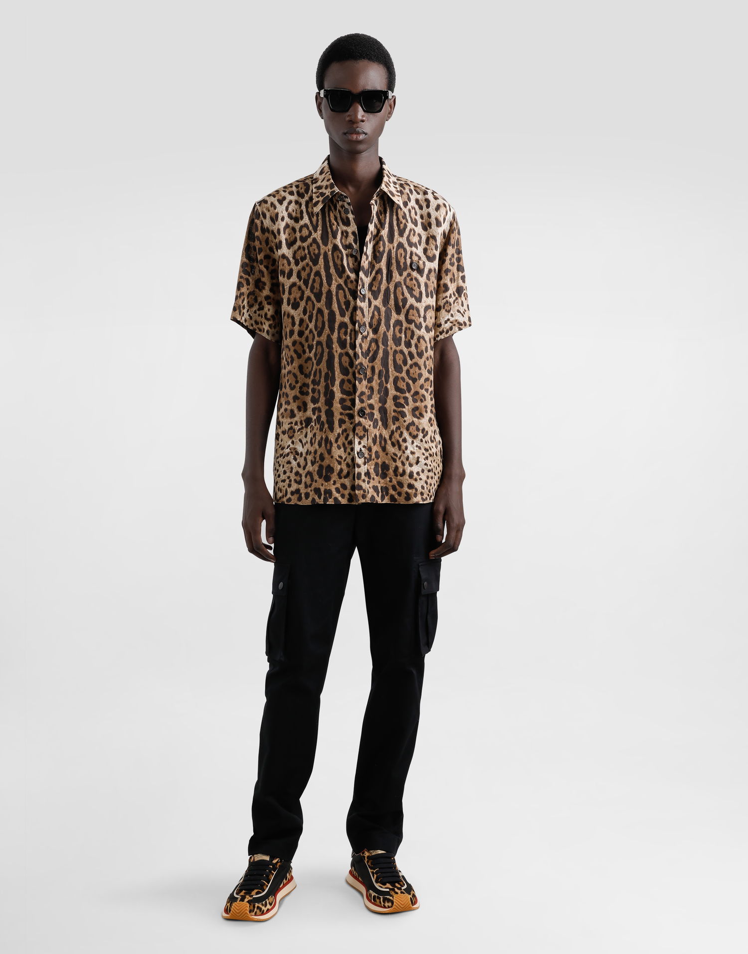 Košeľa Dolce & Gabbana Dolce & Gabbana Leopard Print Linen Shirt Hnedá | G5LG9TFS4D3HY13M, 1