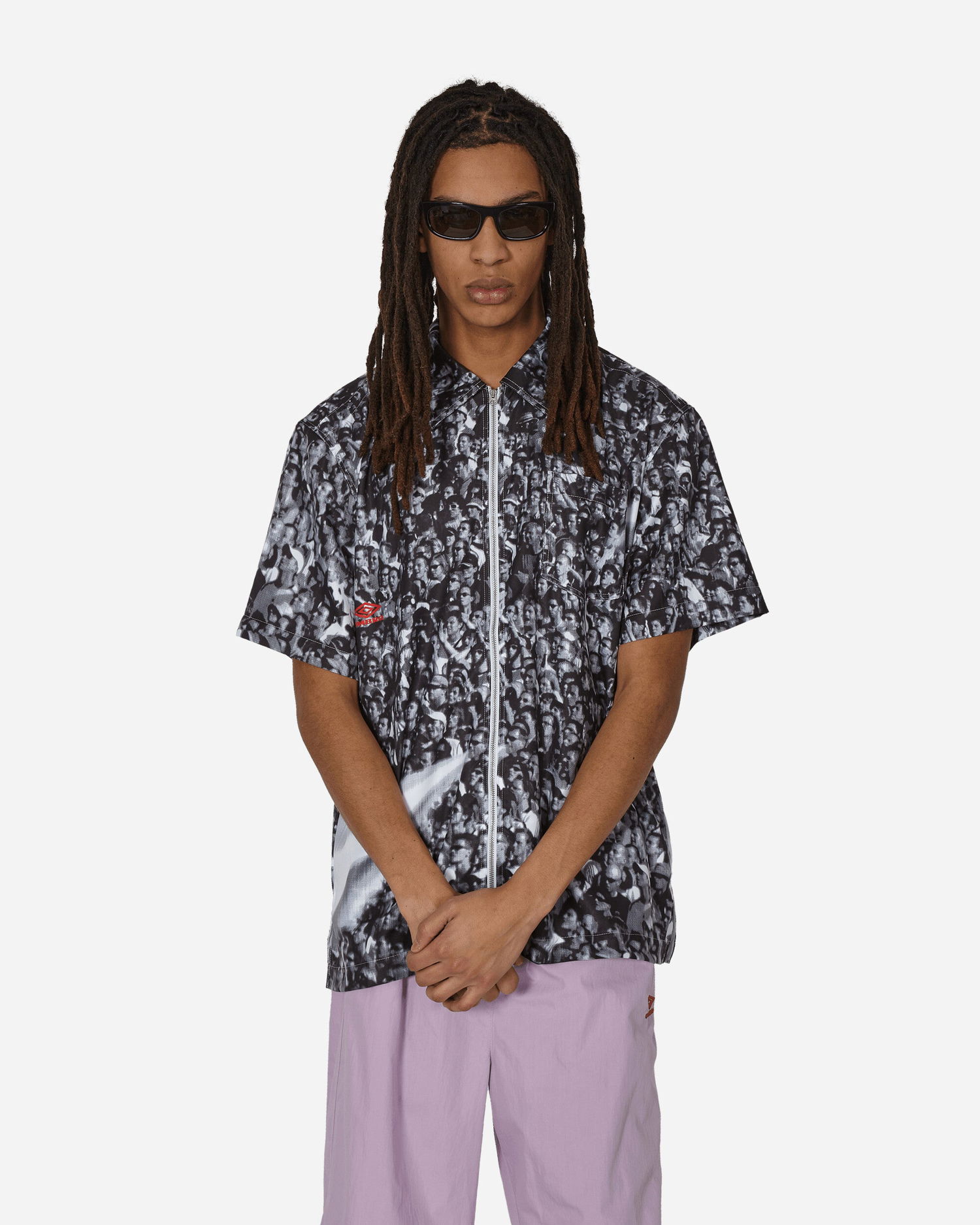 Košeľa Umbro Printed Shortsleeve Shirt White / Black Čierna | UBMW065FA39 WTH0004, 1