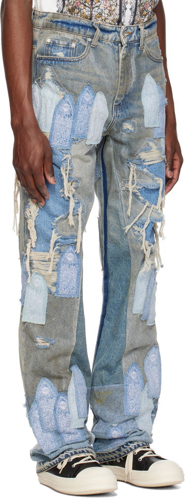 Džínsy Who Decides War Who Decides War Patched Arch Repaired Blowout Jeans Modrá | 1120970009SS25, 1