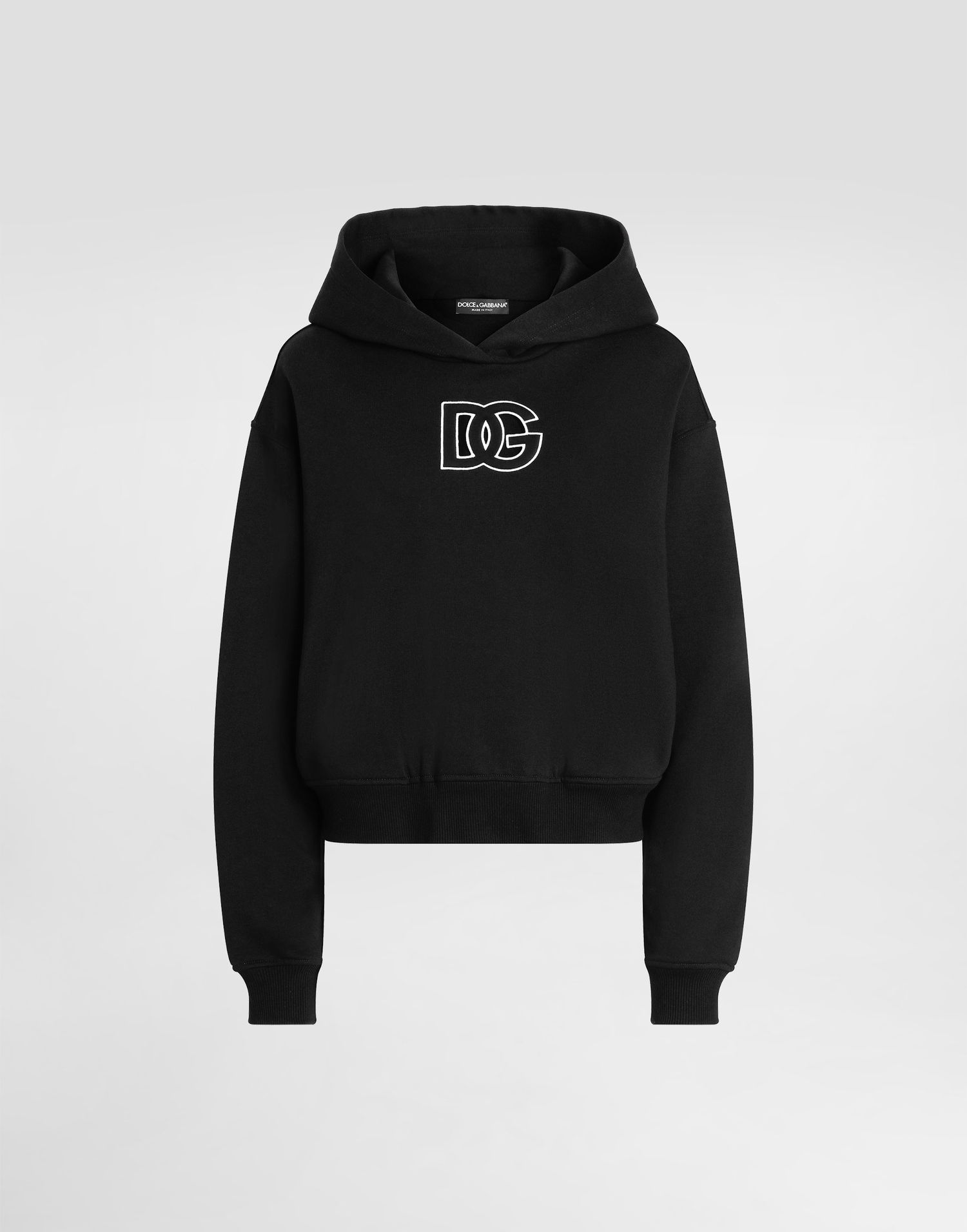 Mikina Dolce & Gabbana Dolce & Gabbana Cropped Cotton Hoodie With DG Logo Embroidery Čierna | F9S47ZGDC9YN0000, 0