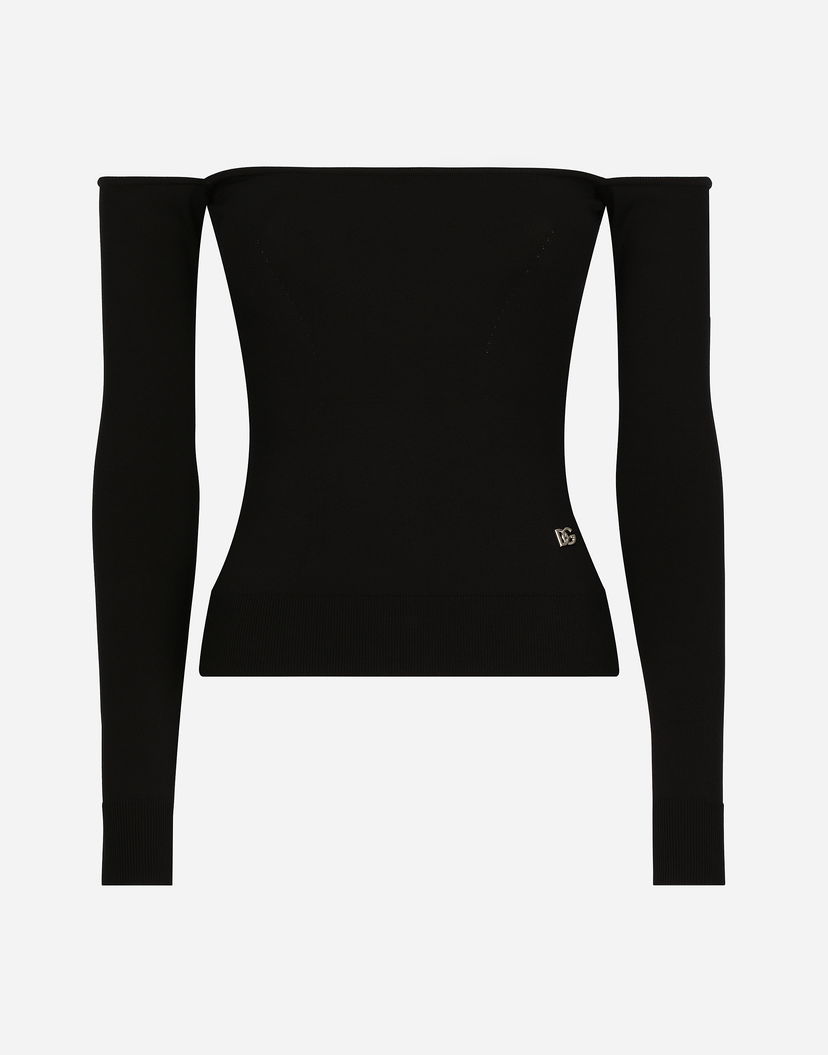 Sveter Dolce & Gabbana Off-the-shoulder Long-Sleeve Viscose Sweater Čierna | FXH48TJAII2N0000