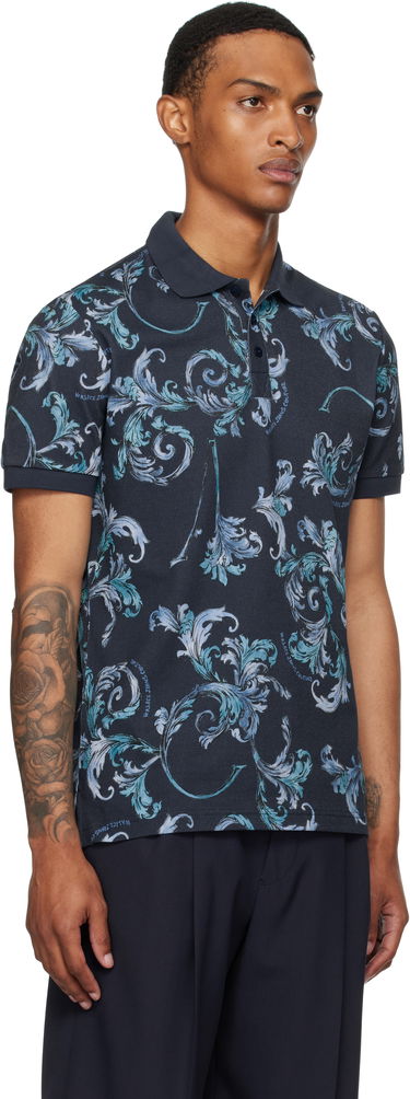Polo tričko Versace Versace Jeans Couture Outline Barocco Polo Navy | E78GAG6S0_EJS460, 1