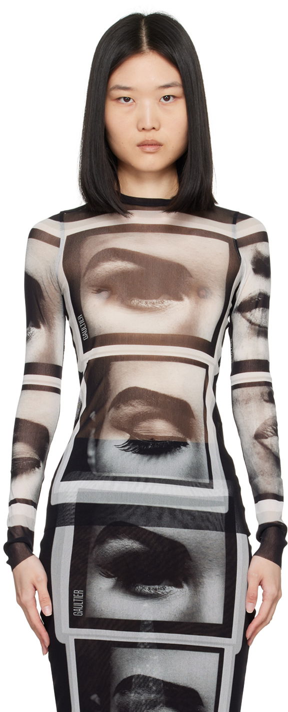 Šaty Jean Paul Gaultier 'The Eyes And Lips' Printed Mesh Top Rôznofarebný | 24/30-F-TO209-T553-000201, 0
