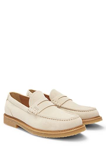 Doplnky BOSS Suede Moccasins with Crepe Outsole Béžová | 50541772