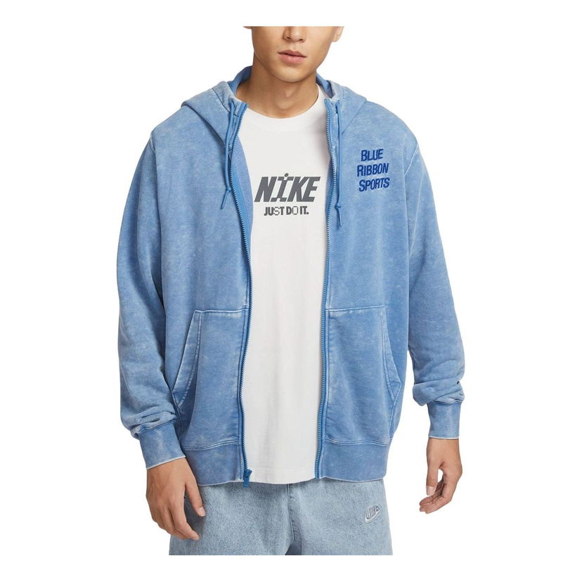 Mikina Nike Club Full Zip Hooded Jacket Modrá | HQ6040-486