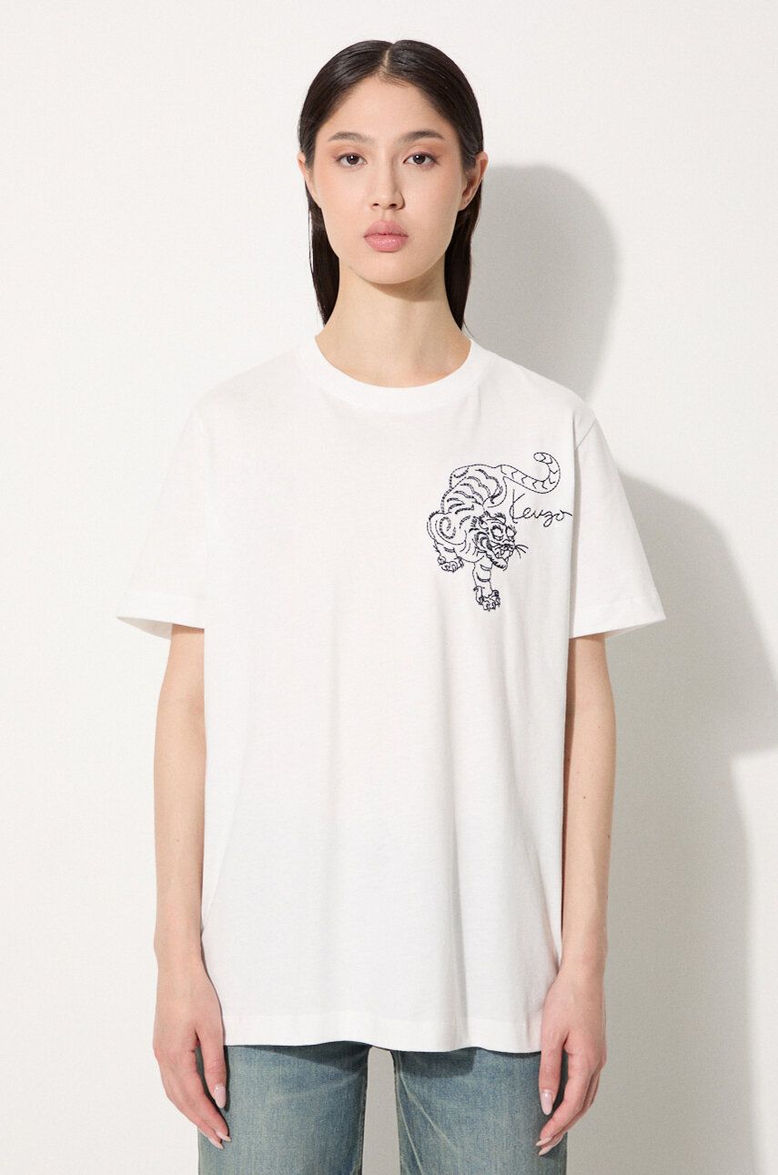 Tričko KENZO Gots Star Tiger Emb Loose T-Shirt Biela | FE62TS1354SG.02, 0
