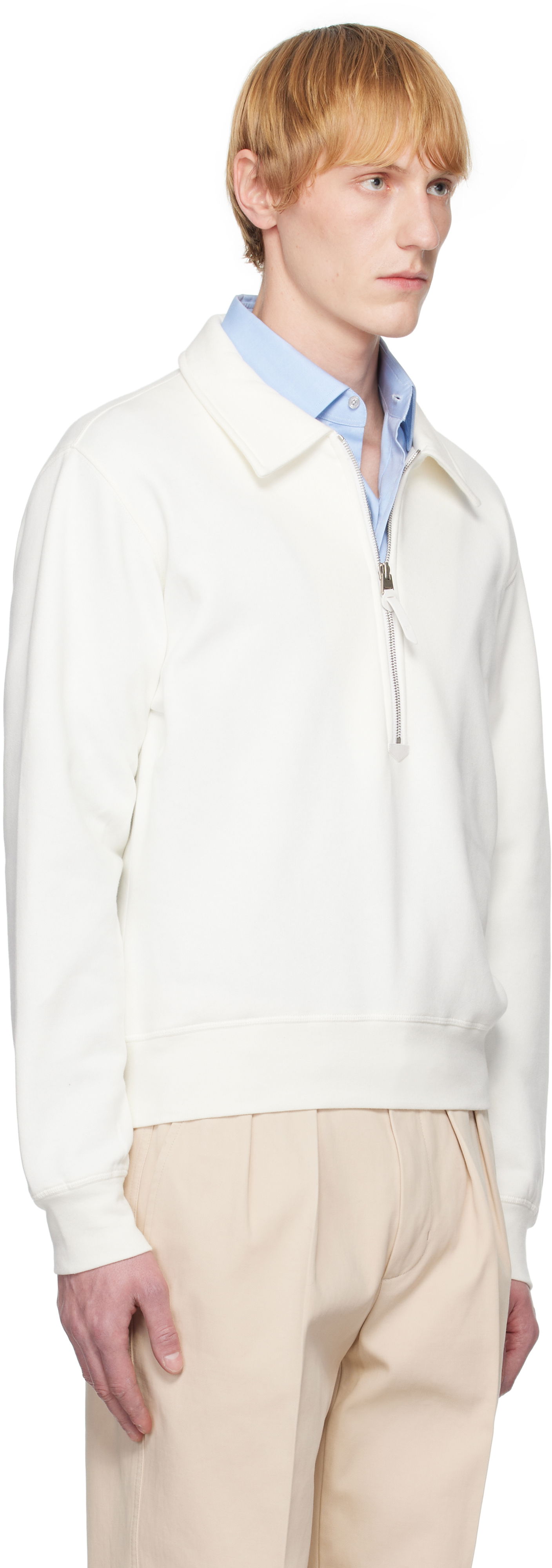 Sveter Tom Ford TOM FORD Cotton Cashmere Zip Rugby Jacket Biela | JEL003-JMC050S25, 1