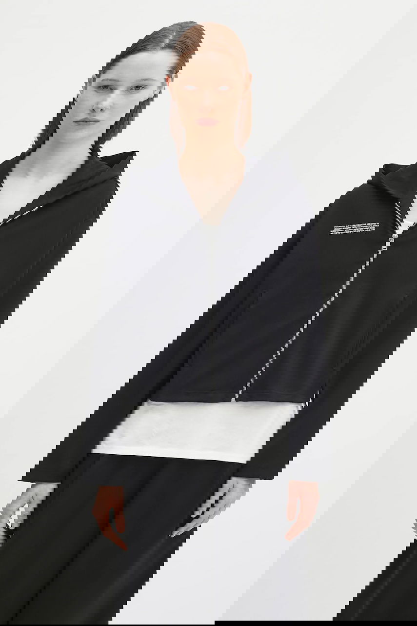 Mikina PANGAIA Pangaia DNA Double Jersey Zip Up Cropped Hoodie Čierna | 10002361, 0
