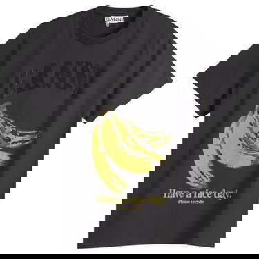 Tričko GANNI GANNI Banana Print T-Shirt with Rhinestones Čierna | T4238-252, 0