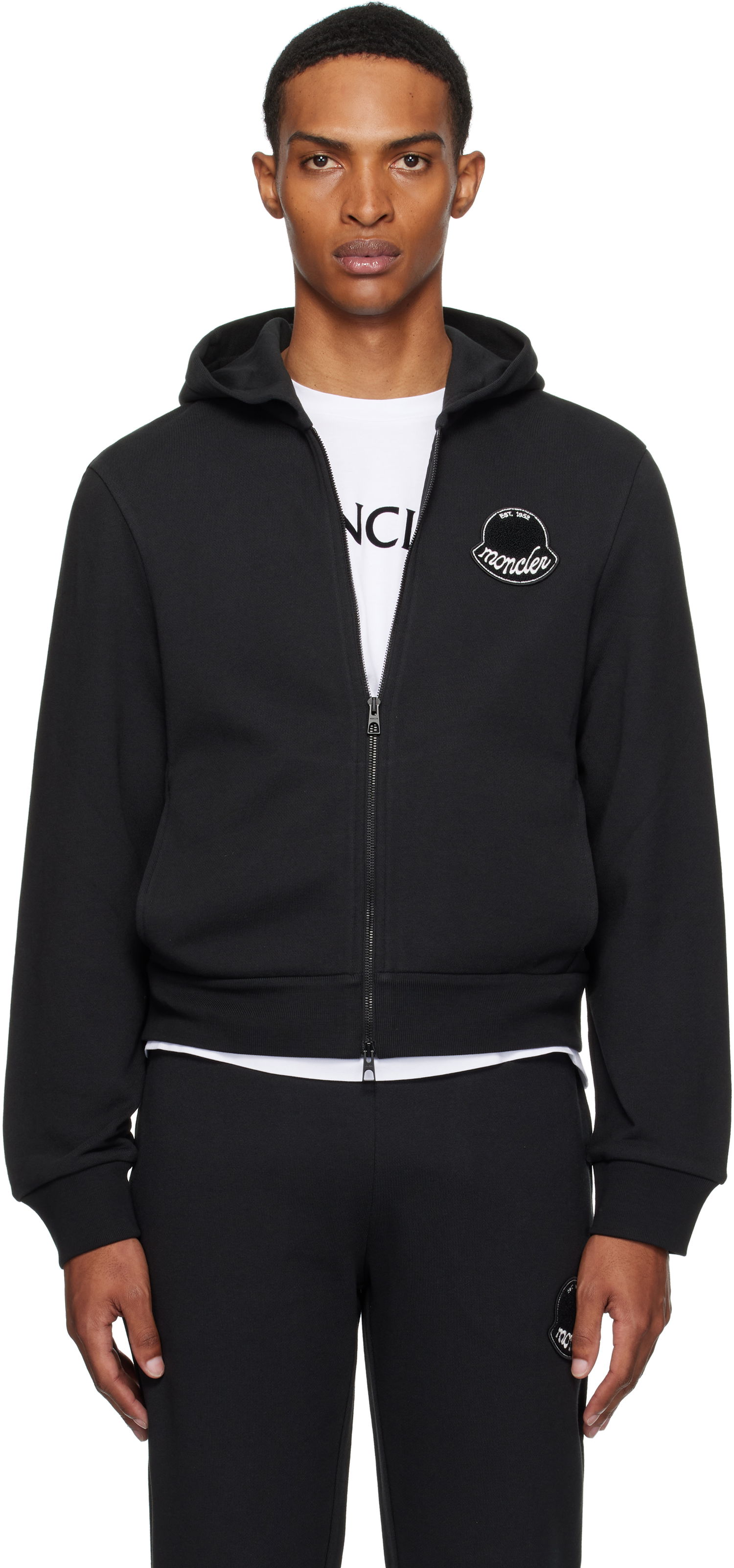 Mikina Moncler Moncler Logo Cotton Zip-Up Hoodie Čierna | K20918G0002389AZU, 0