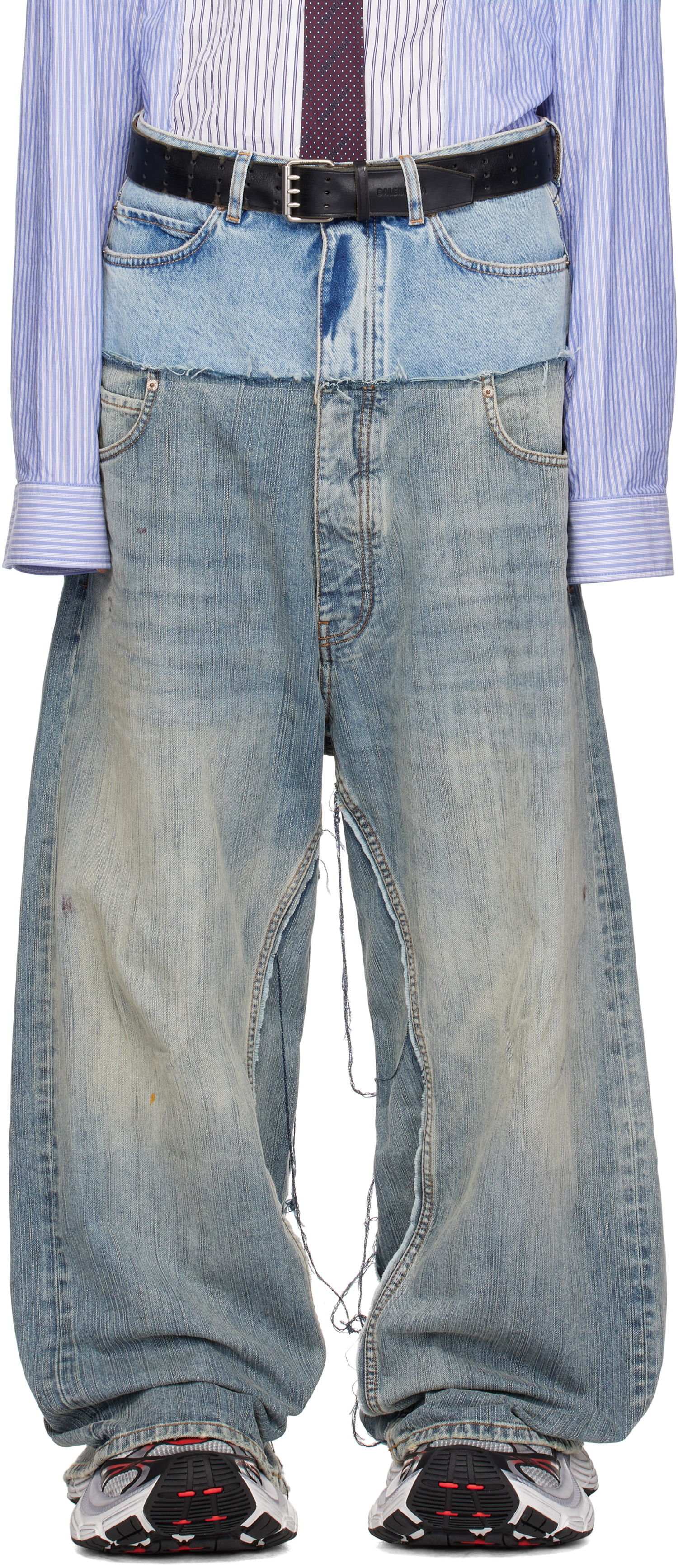 Džínsy Balenciaga Cut-Up Baggy Denim Jeans Modrá | 805094TRW903969, 0