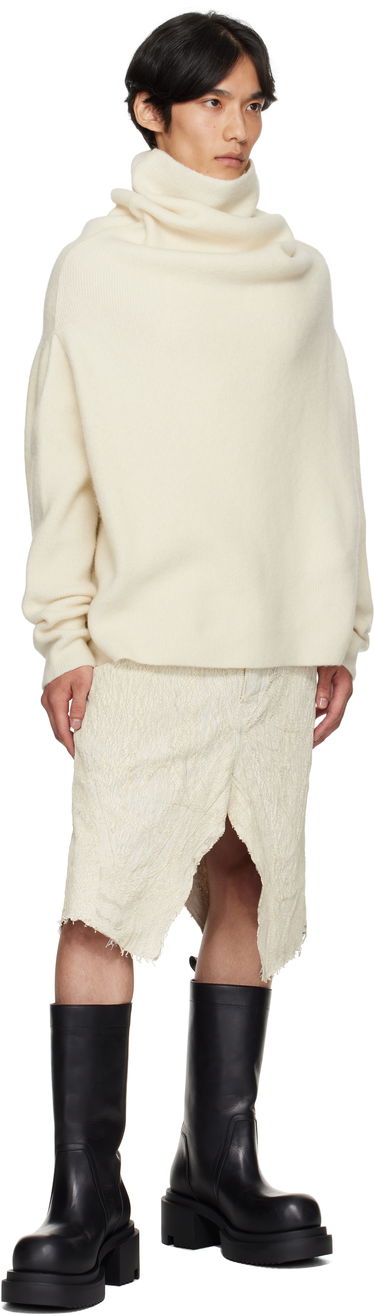 Sveter Rick Owens Rick Owens Concordians Shroud Cowl Neck Sweater Biela | RU02E1692 KWP, 3