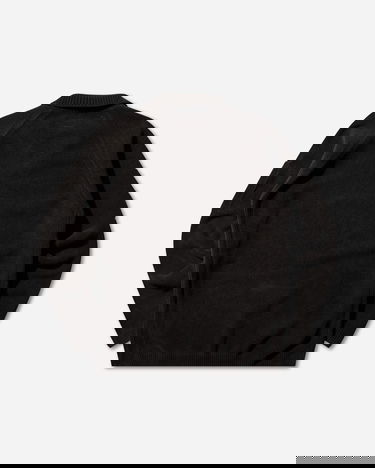 Sveter C.P. Company Chenille Cotton Polo Lens Sweater Čierna | 20CMKN118A-005687G 999, 2