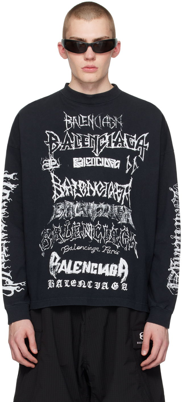 Tričko Balenciaga Black DIY Metal Long Sleeve T-Shirt Čierna | 699191-TPVO3-1569, 0