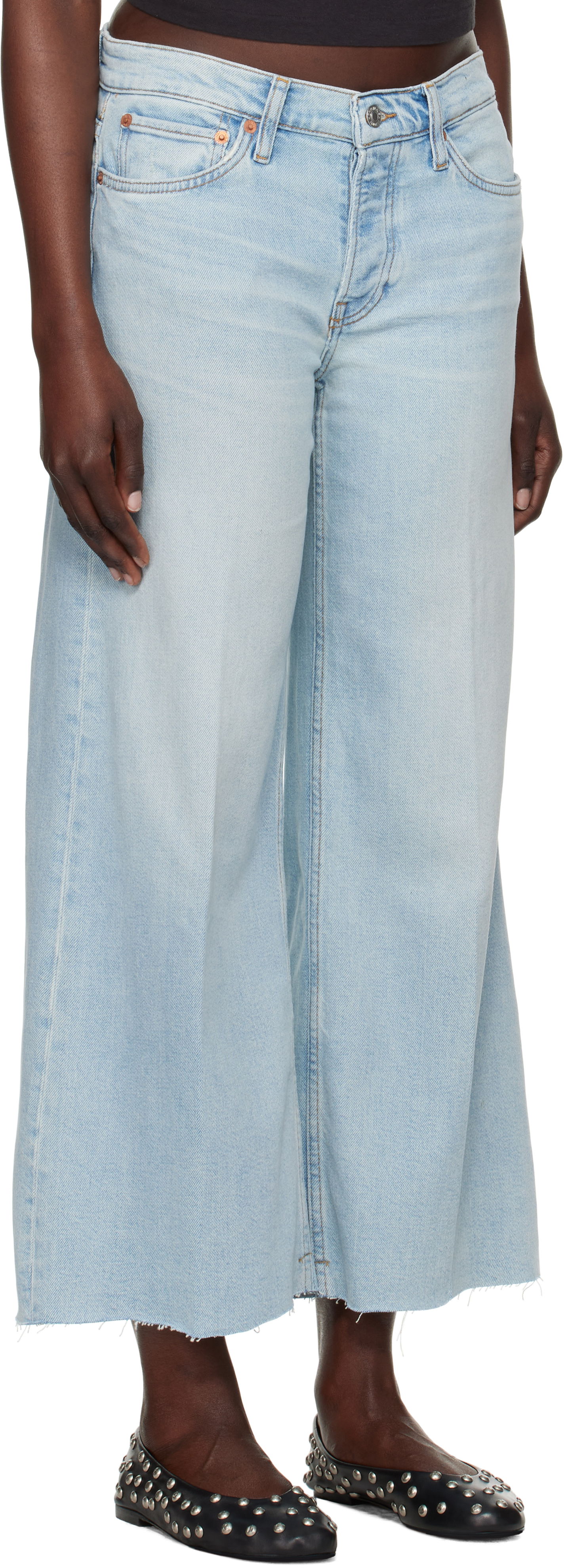 Džínsy RE/DONE Re/Done Comfort Stretch Mid Rise Wide Leg Crop Jeans Modrá | 190-03WMRWDLC, 1